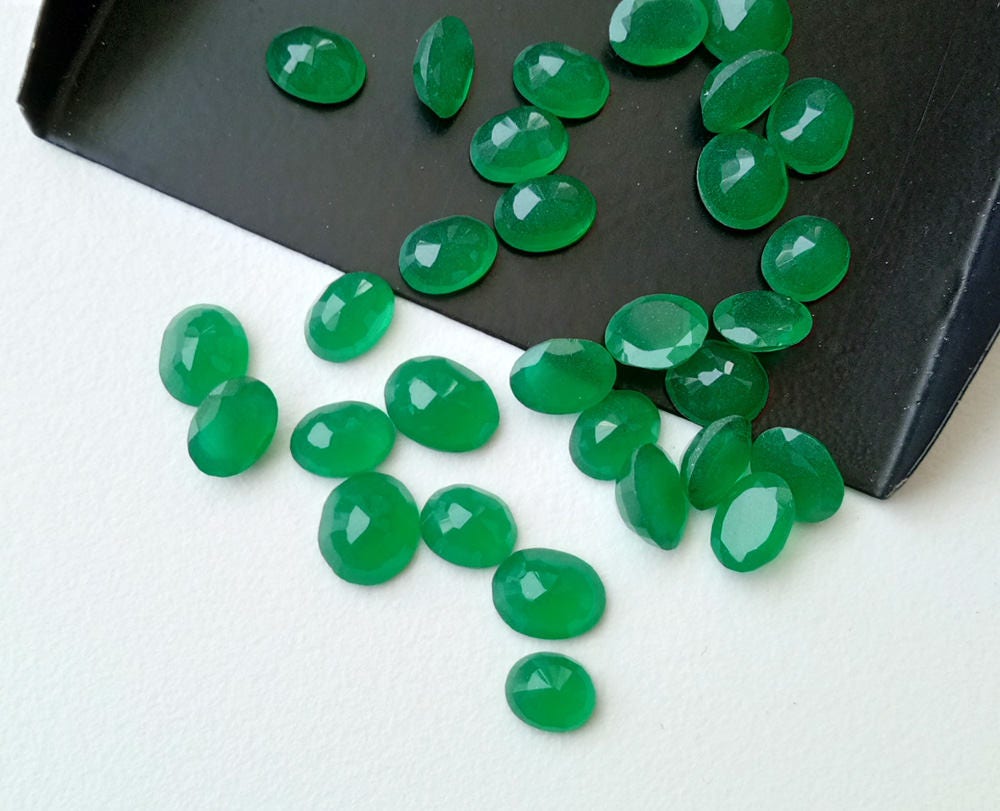 4x6mm - 6x8mm Green Onyx Oval Cut Stone, Green Onyx Faceted Oval Stone, Green Onyx Gemstones For Jewelry (5pcs To 10pcs Options) - Ps5128