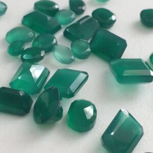 5x6mm - 7x12mm Green Onyx Mix Shape Gemstone Lot, 5 Pcs Green Onyx Faceted Mix Stone, Green Onyx Gems For Jewelry - Pgpa131