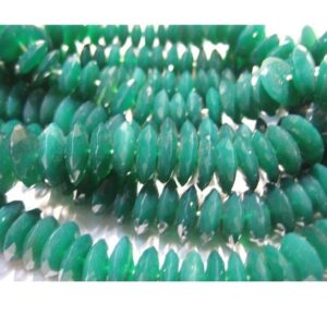 6-8mm Green Onyx German Cut Beads, Natural Green Onyx Faceted Discs Beads, Green Onyx Faceted Bead For Jewelry (4in To 8in Options)