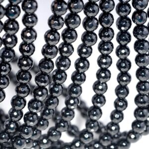 6mm Noir Black Onyx Gemstone Black Micro Faceted Round Loose Beads 15.5 inch Full Strand (90182757-115)
