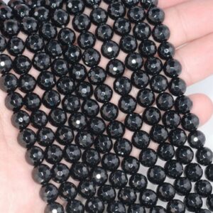 6mm Noir Black Onyx Gemstone Black Micro Faceted Round Loose Beads 15.5 inch Full Strand LOT 1,2,6,12 and 50 (90182757-115)