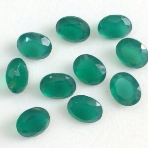 7x9mm Green Onyx Oval Cut Stone, Green Onyx Faceted Gem, Green Onyx Oval For Jewelry, Onyx Cut Stones (2pcs To 5pcs Options) - Pgpa130