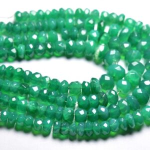 8 inches - Natural Faceted Green Onyx  Rondelle,Size is 6.5-9mm #1397