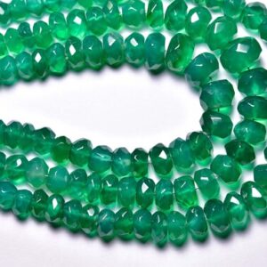 8 inches,Super Quality Natural Green Onyx Faceted Rondelle,Size is 6-9mm #181