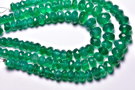 8 Inches,super Quality Natural Green Onyx Faceted Rondelle,size Is 6-9mm #181