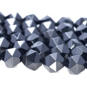 8mm Black Onyx Beads Star Cut Faceted Grade Aaa Genuine Natural Gemstone Loose Beads 14.5" Bulk Lot 1,3,5,10 And 50 (80005182-m18)