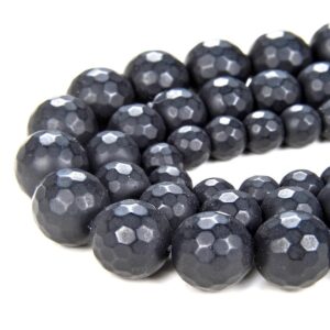 8mm Frosted Matte Noir Black Onyx Gemstone Faceted Round Loose Beads 15.5 inch Full Strand LOT 1,2,6,12 and 50 (90182751-115)