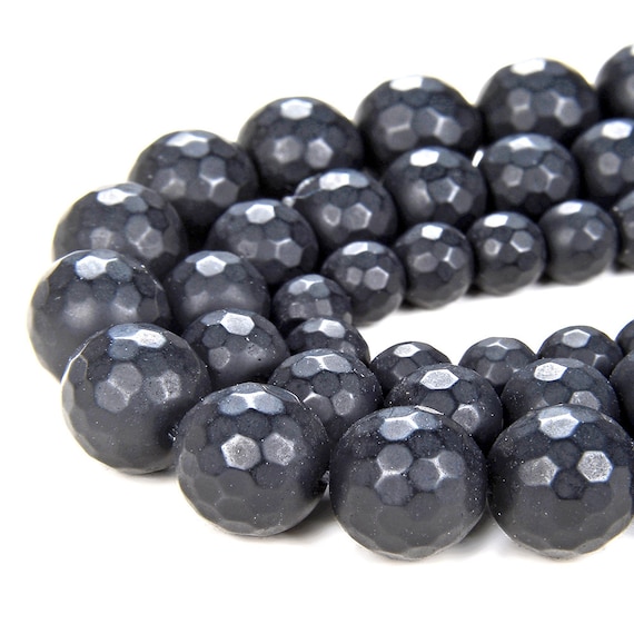 8mm Frosted Matte Noir Black Onyx Gemstone Faceted Round Loose Beads 15.5 Inch Full Strand Lot 1,2,6,12 And 50 (90182751-115)