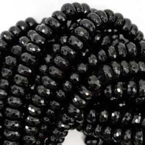 Aa Faceted Black Onyx Rondelle Button Beads Gemstone 15" Strand 3mm 4mm 6mm 8mm