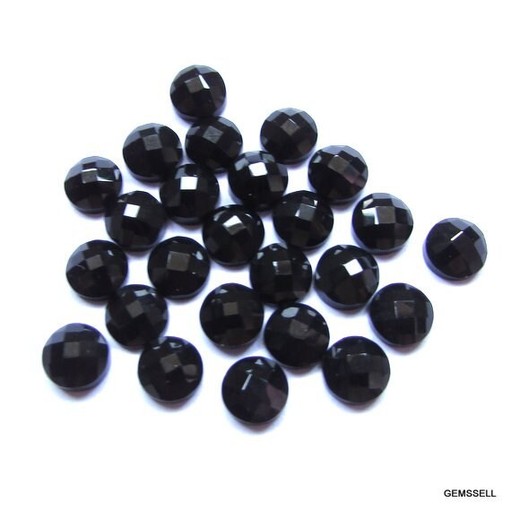 Aaa Black Onyx Gemstone Beads: 8mm Faceted Round, 12 Pieces