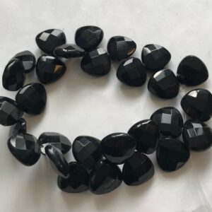 Black Onyx 12x12x5mm Faceted teardrop Gemstone Beads -7.5 inch--25 beads