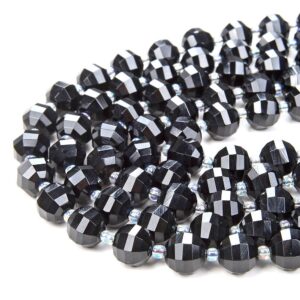 Black Onyx Gemstone Grade AAA Faceted Lantern 8MM 10MM Loose Beads (D41)
