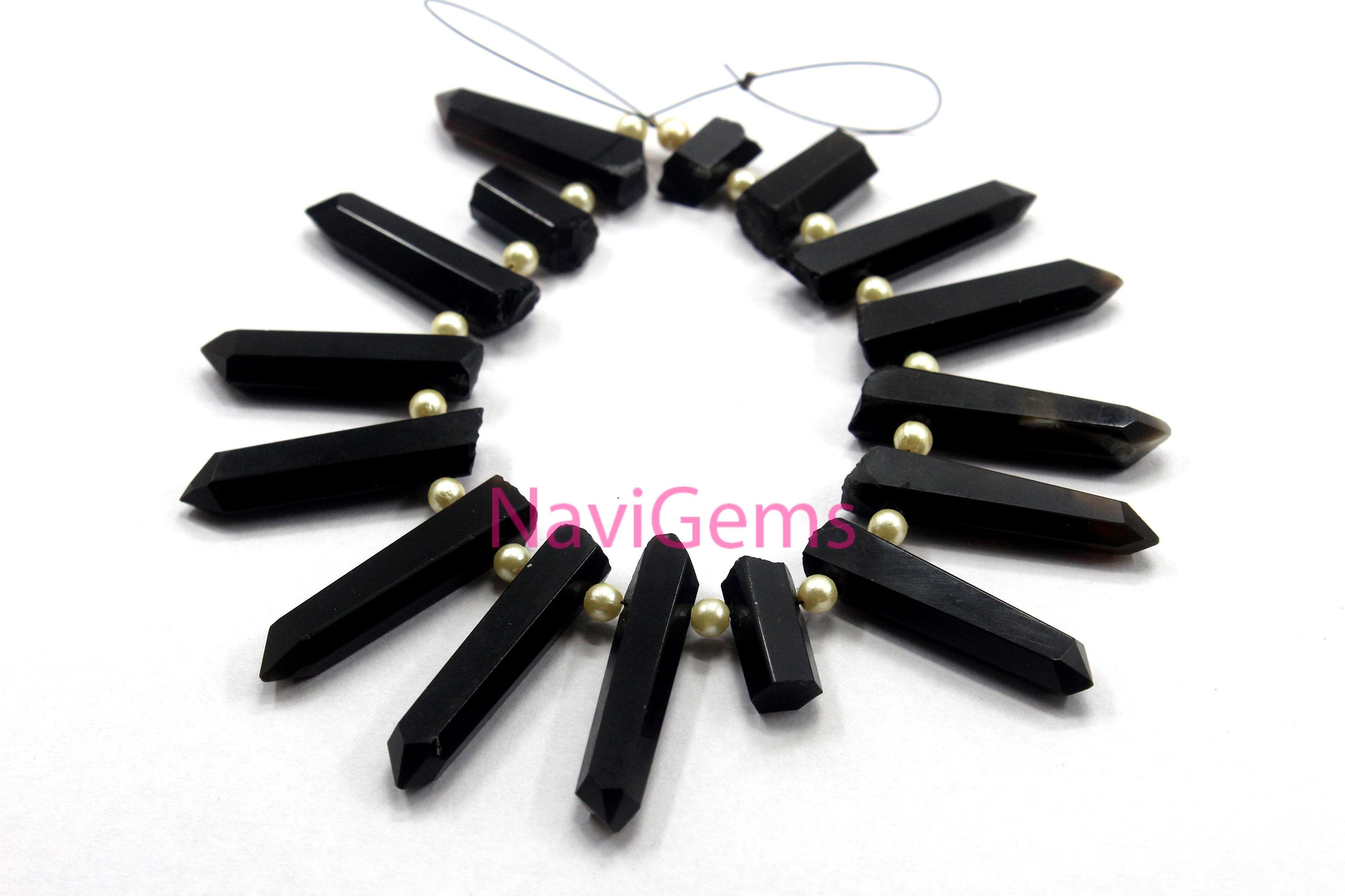 Black Onyx Pencil Beads: Faceted Gemstone Jewelry Making (12 Pieces) Black Onyx Pencil Beads: Faceted Gemstone Jewelry Making (12 Pieces)