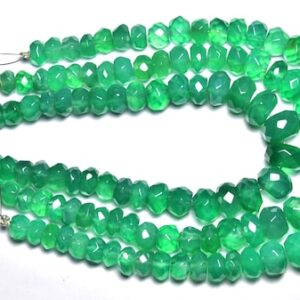 Green Onyx Rondelle Beads - 8 inches - Natural Super Quality Green Onyx Faceted Rondelles - Size is 6-10mm #600