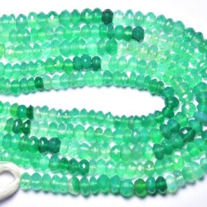 Green Onyx Rondelle Beads - 8 inches - Natural Faceted Green Onyx  Rondelle - Size is 5.5 - 6 mm #2479
