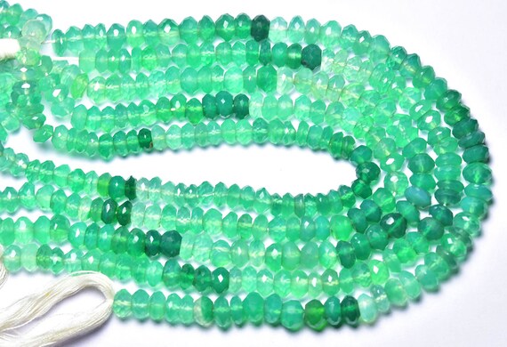 Green Onyx Rondelle Beads - 8 Inches - Natural Faceted Green Onyx Rondelle - Size Is 5.5 - 6 Mm #2479
