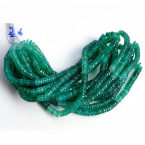Green Onyx Faceted Tyre Rondelle Beads, 7mm Shaded Green Onyx Round Heishi Gemstone Beads, 8 Inch / 16 Inch Strand, Gds2109