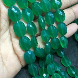 On Sale Finest quality Green Onyx 9mm/12mm Oval Faceted Beads, Onyx 14 Inches Strand Beads