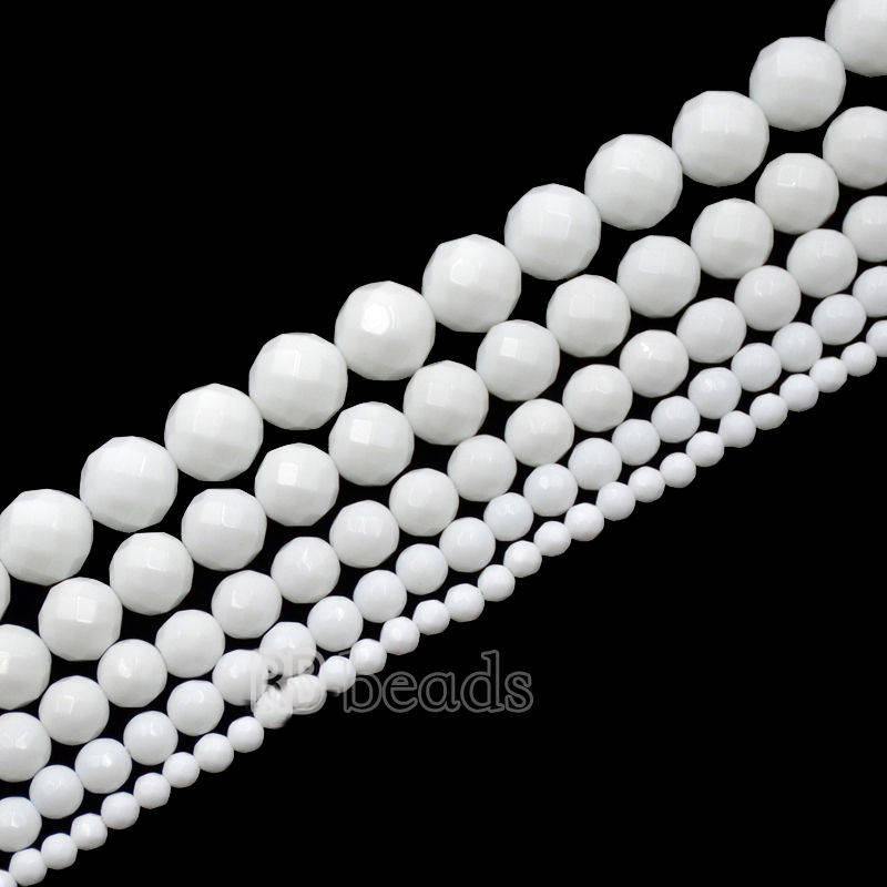 Faceted White Onyx Beads, Gemstone 2mm 3mm 4mm 6mm 8mm 10mm 12mm Round Natural Beads, Jewelry Stone Beads,