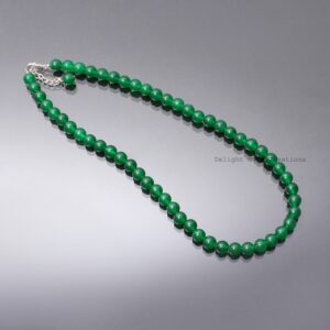 AAA Green onyx beaded necklace-Onyx 8mm-8.5mm Smooth round gemstone necklace-Women necklace with Extension chain-Adjustable necklace