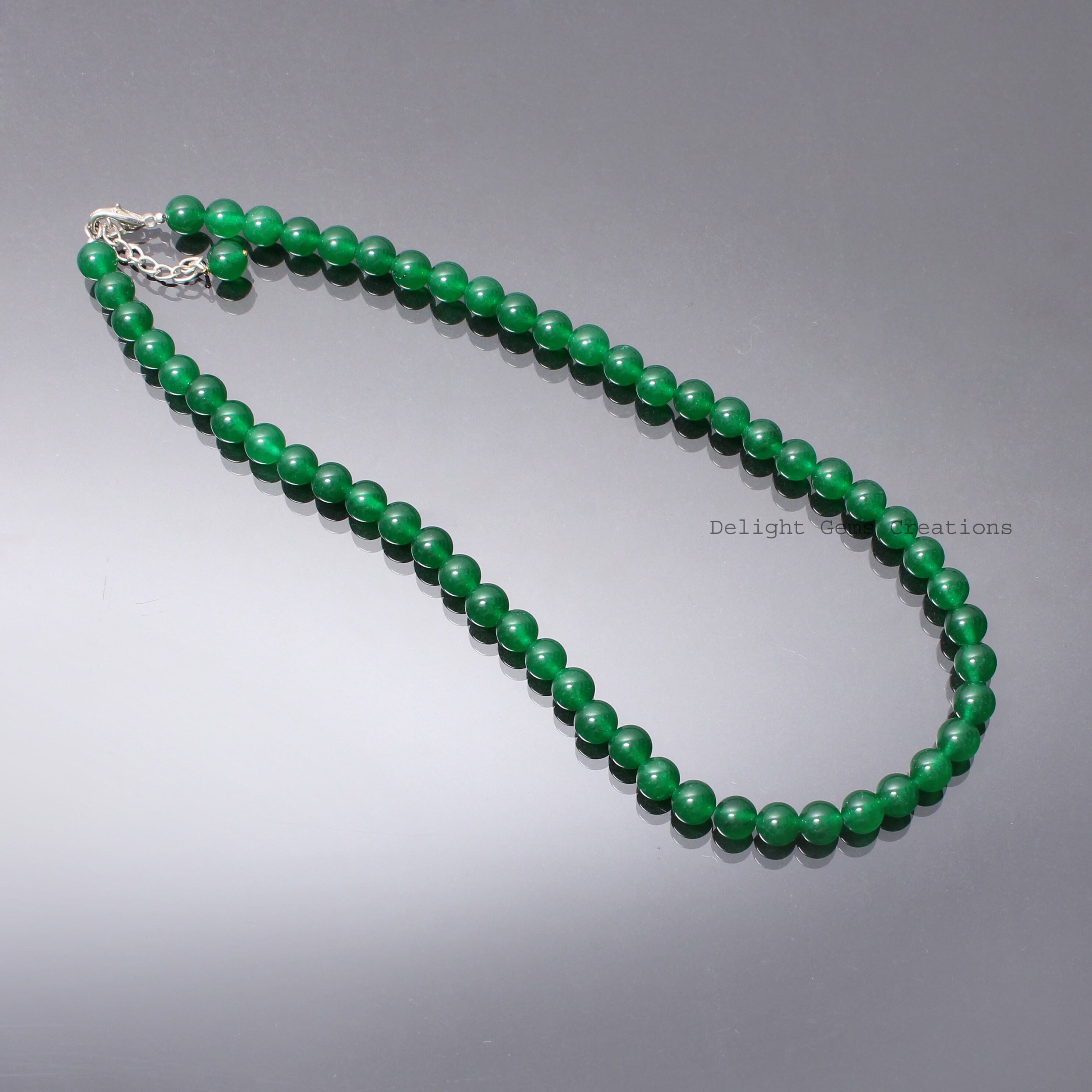 Aaa Green Onyx Beaded Necklace-onyx 8mm-8.5mm Smooth Round Gemstone Necklace-women Necklace With Extension Chain-adjustable Necklace