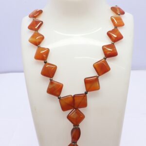 Aaa Natural Red Onyx Flat Cut Kite Shape Necklace, 17-18 Mm Onyx Fancy Shape Beads, 18 Inch Smooth Red Onyx Onyx Necklace