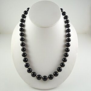 Black Onyx And Gold Necklace Onyx Gemstone Necklace Black Bead Necklace Short 18.75-inch Onyx Strand