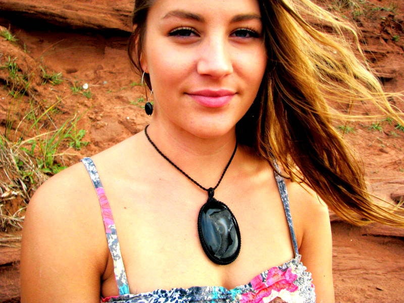 Christmas Gifts For Her, Black Onyx Druzy Necklace, Macrame Necklace, Gift Ideas For The Jewelry Lover, Statement Jewelry, Bling Lover,