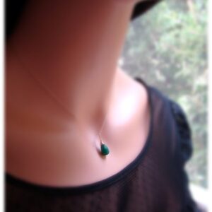 Green Onyx Pdndant Necklace. Gold Silver Rose Gold Or Tarnished Sterling