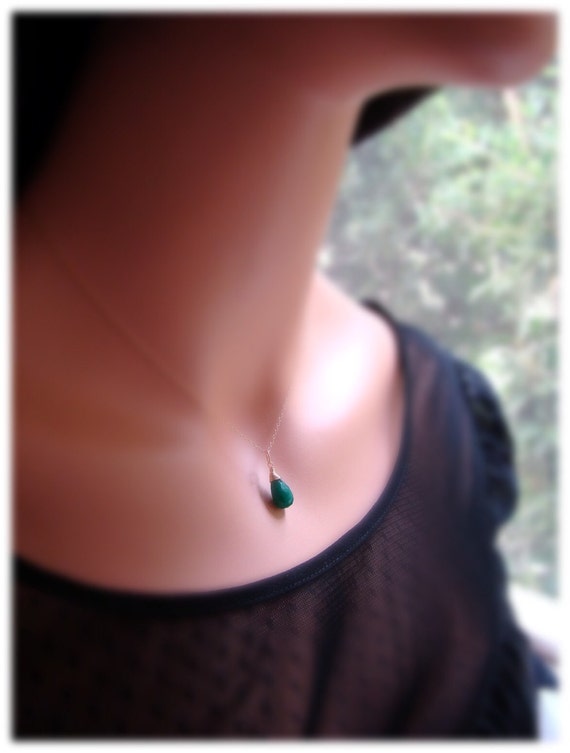 Green Onyx Pdndant Necklace. Gold Silver Rose Gold Or Tarnished Sterling