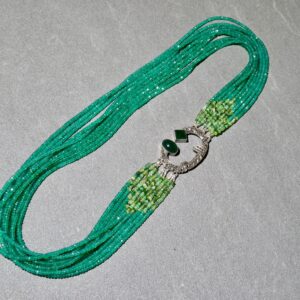 Green Onyx Waterfall Necklace: Repurposed Art Deco Brooch, Sterling Silver