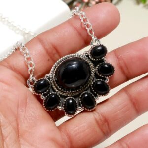 Handmade Black Onyx Sterling Silver Necklace: Gemstone Jewelry