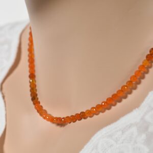 Red Onyx Necklace, Delicate Orange Gemstone Necklace, Red Onyx Chocker