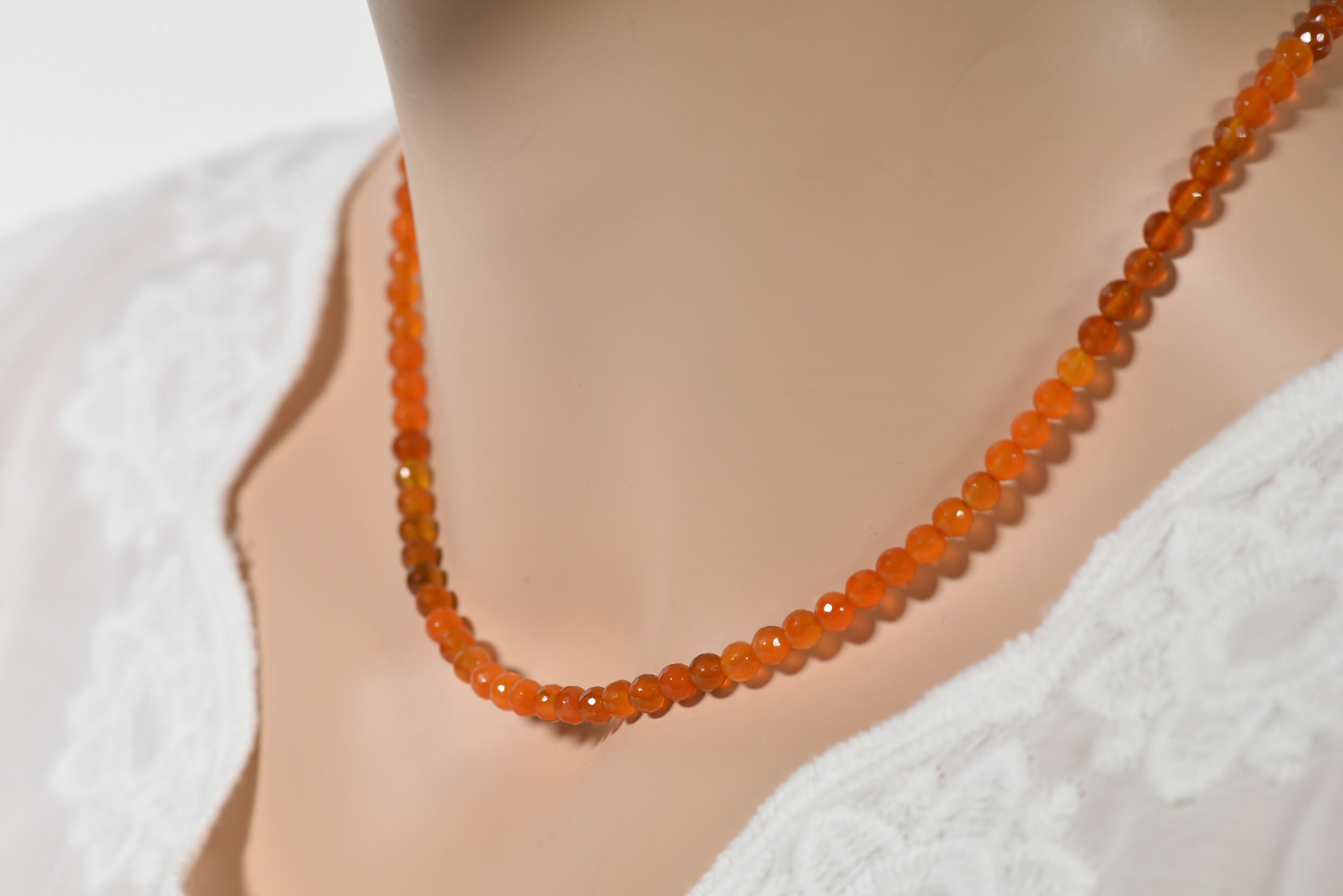 Red Onyx Necklace, Delicate Orange Gemstone Necklace, Red Onyx Chocker