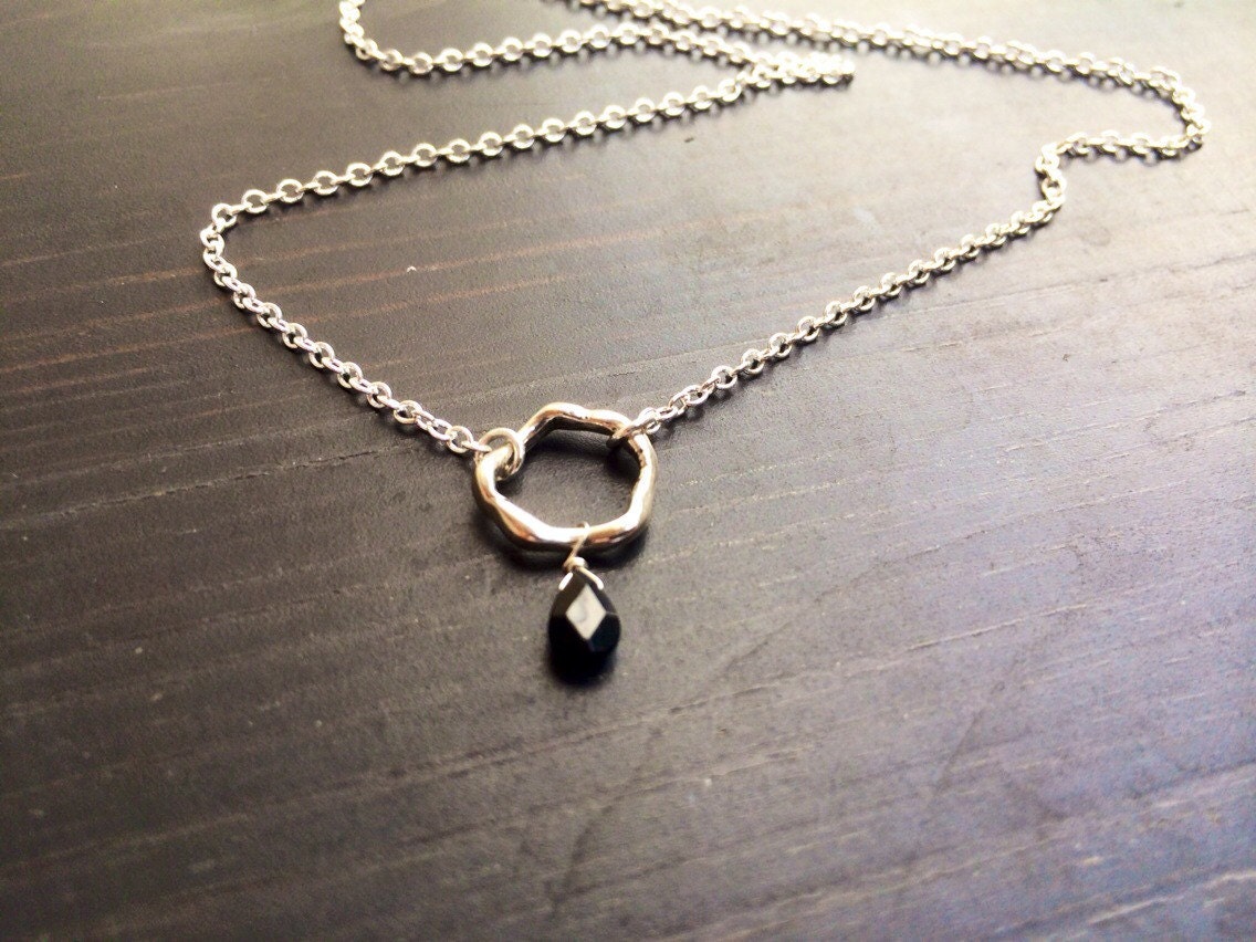 Sterling Silver Black Onyx Necklace: Handmade Modern Jewelry