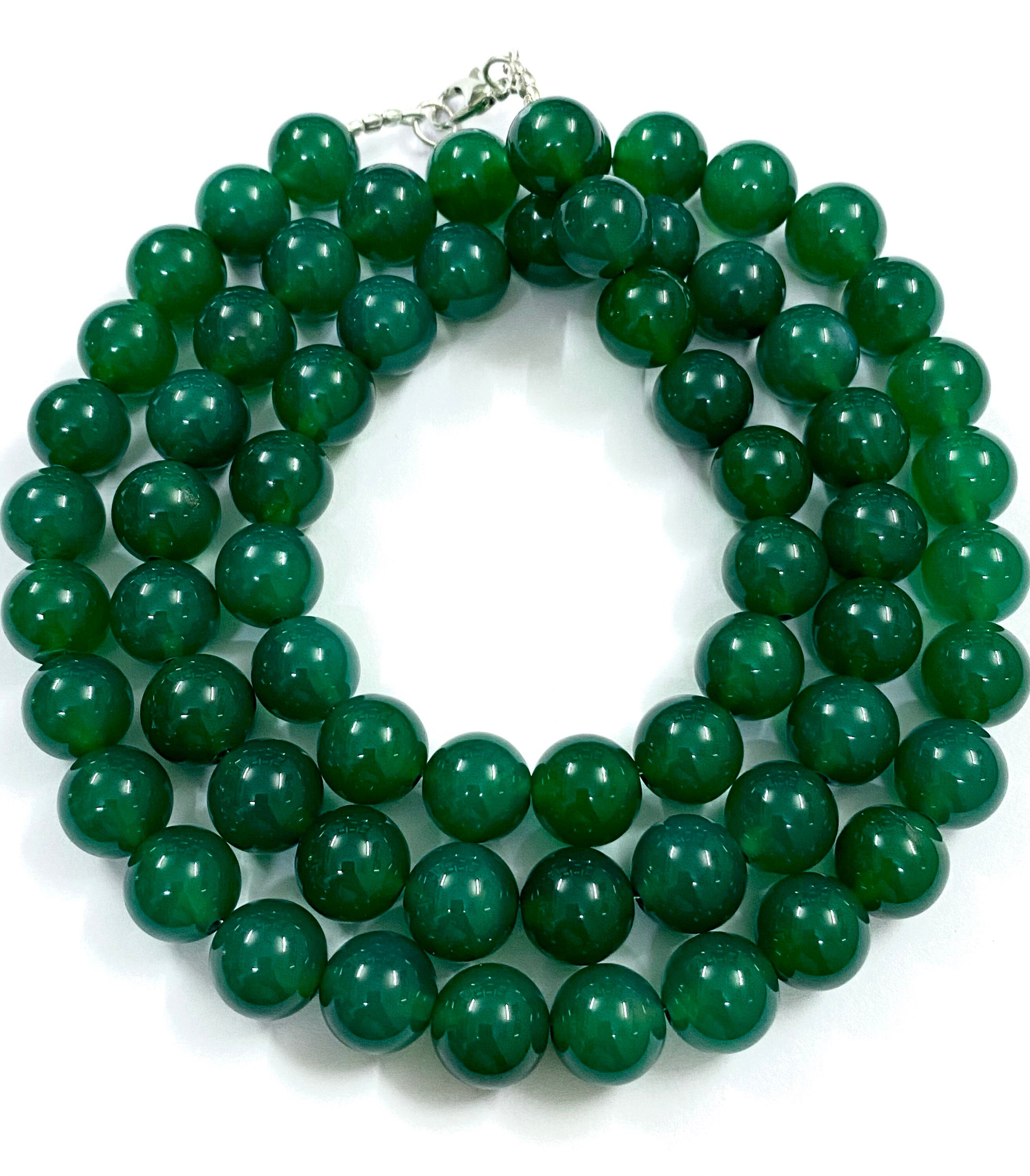 Top Quality Green Onyx Smooth Round Beads Necklace 12mm Green Onyx 30” Necklace Natural Green Onyx Gemstone Beads 12mm Green Onyx Round Bead
