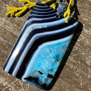 Unisex Banded Onyx Druzy, Healing Stone Necklace with Positive Healing Energy!