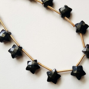 10mm Black Onyx Faceted Star Beads, Black Onyx Star Shape Bead, Onyx Briolettes For Jewelry, Fancy Star (4in To 8in Options) - Adg350