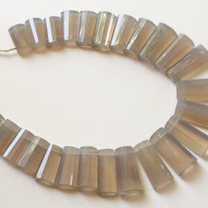 12x24mm-12x15mm Grey Onyx Fancy Faceted Sticks, Grey Onyx Rectangle Beads, Grey Onyx Statement Layout For Necklace (12pcs To 25pcs Options)