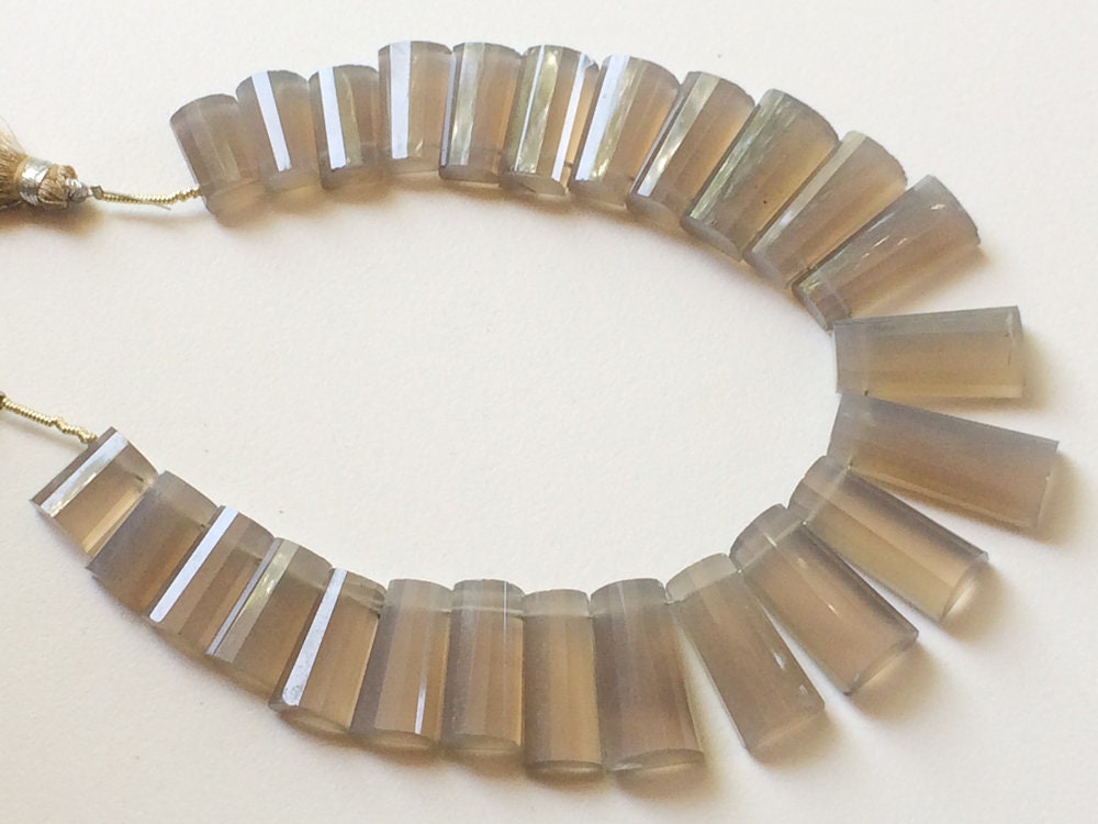 12x24mm-12x15mm Grey Onyx Fancy Faceted Sticks, Grey Onyx Rectangle Beads, Grey Onyx Statement Layout For Necklace (12pcs To 25pcs Options)