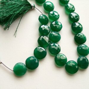 14-16mm Green Onyx Faceted Coins, Green Onyx Coin Beads, Emerald Green Onyx, Original Onyx For Jewelry (5in To 20in Options) - As4091
