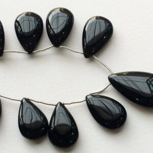 34x20mm-19x13mm Approx Black Onyx Plain Pear Shaped Briolettes, Black Onyx Pear, Black Onyx Brioltette For Jewelry, 8 Inches Black Onyx Pear