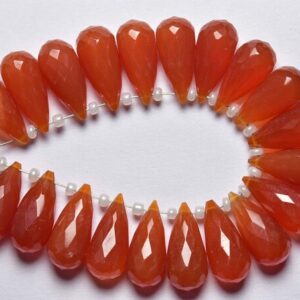 6 Pcs - Beautiful Natural Faceted Red Onyx Side Drilled Tear Drops Briolettes - Size is 7x15 mm #1879
