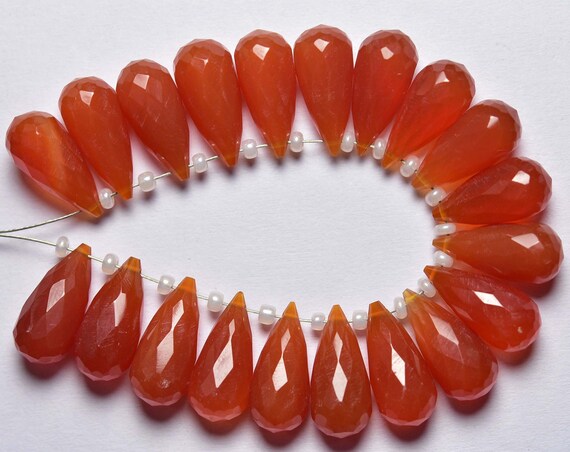 6 Pcs - Beautiful Natural Faceted Red Onyx Side Drilled Tear Drops Briolettes - Size Is 7x15 Mm #1879