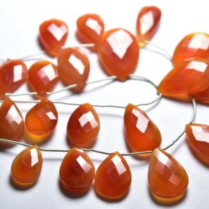 7.50 inches - Big Natural Super Quality Red Onyx Faceted Pear Briolette - Size is 13x20-15x24 mm #1327