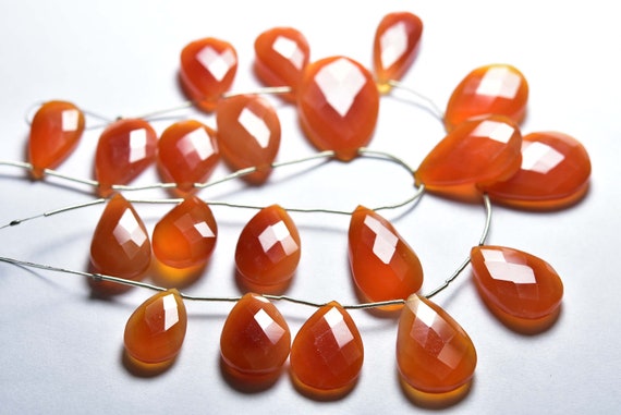 7.50 Inches - Big Natural Super Quality Red Onyx Faceted Pear Briolette - Size Is 13x20-15x24 Mm #1327