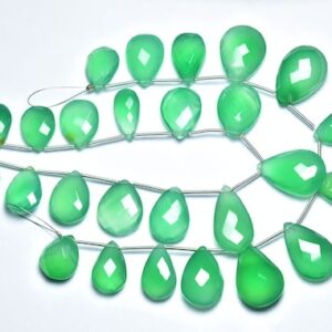 7.50 inches,Natural Super Quality Big Green Onyx Faceted Pear Briolette,Size is 12x15-15x20mm #356