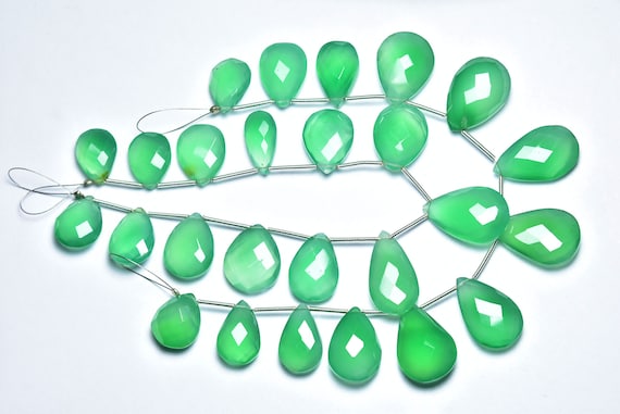 7.50 Inches,natural Super Quality Big Green Onyx Faceted Pear Briolette,size Is 12x15-15x20mm #356