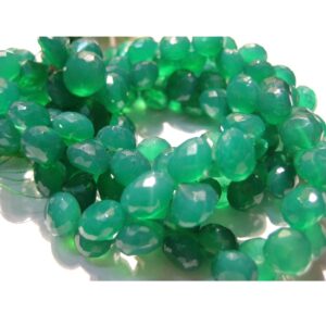 7-9mm Green Onyx Faceted Onion Beads, Green Onyx Faceted Onions, Natural Green Onyx Faceted For Necklace (4in To 8in Options)- Gofo