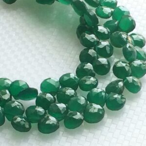 7mm Green Onyx Faceted Heart Briolettes, Green Onyx Faceted Heart Beads, Emerald Green Onyx Heart Beads For Jewelry (3.5in To 7in Options) 7mm Green Onyx Faceted Heart Briolettes, Green Onyx Faceted Heart Beads, Emerald Green Onyx Heart Beads For Jewelry (3.5in To 7in Options)